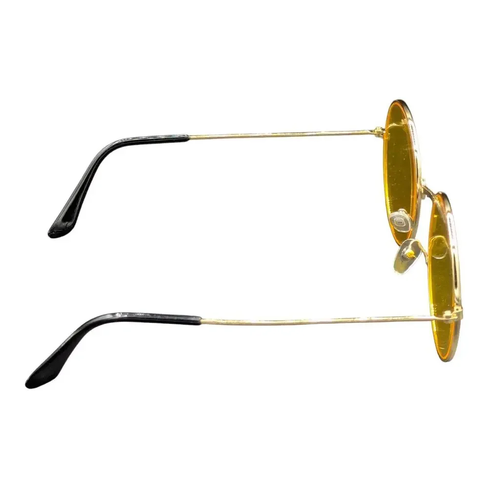 Round Hippie Gold yellow Sunglasses UV Protection‎